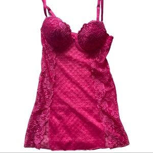 rampage intimates sexy hot pink heart lace cover dress
